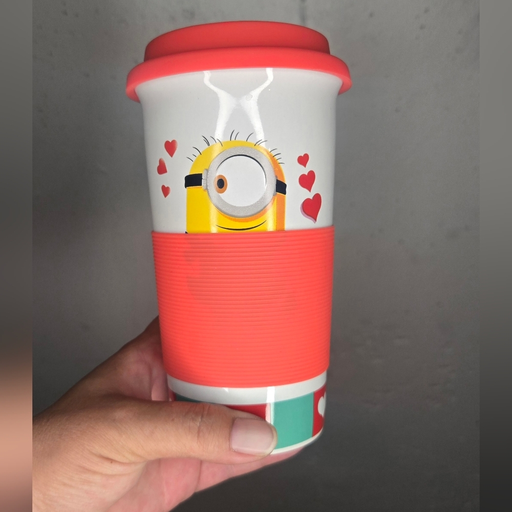 Minion Travel Mug with Red Hearts